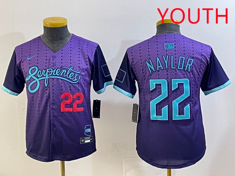 Youth 2025 Arizona Diamondback #22 Naylor Purple Joint Name Nike MLB Jersey style 4->youth mlb jersey->Youth Jersey